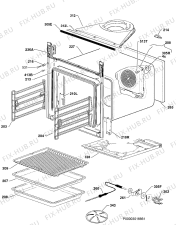 Взрыв-схема плиты (духовки) Juno Electrolux JOB98001X - Схема узла Oven
